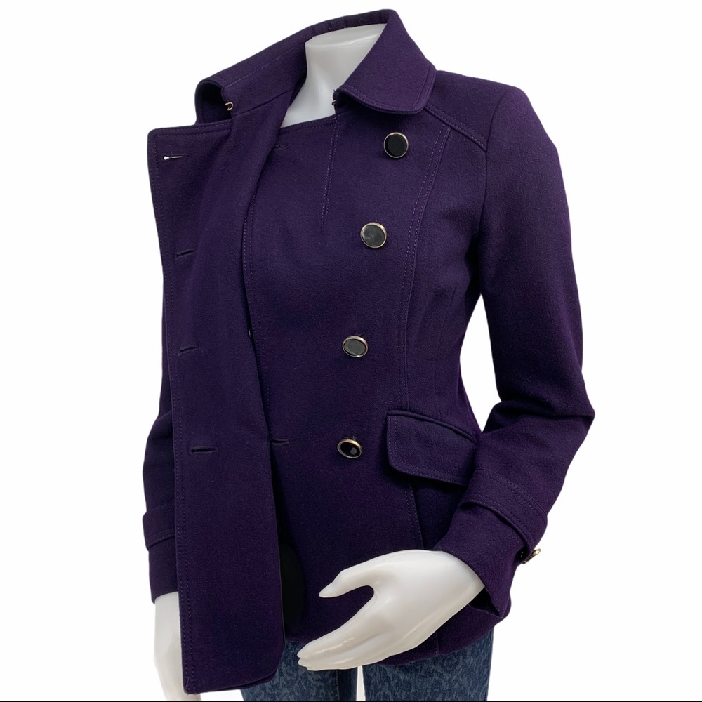 Wool Blend Purple Pea Coat- double breasted - Picture 6 of 14